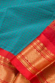 Bluish Green Handloom Gadwal Kuttu Cotton Saree 10061427