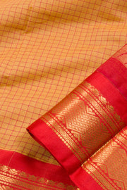 Butterscotch Orange Handwoven Gadwal Kuttu Cotton Saree 10061434