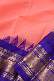Salmon Pink Handloom Gadwal Kuttu Cotton Saree 10061437