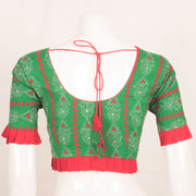 Green Kantha Embroidered Cotton Blouse 10059231