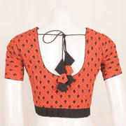 Orange Kantha Embroidered Cotton Blouse 10059236