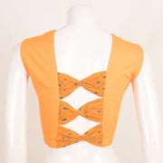 Orange Kantha Embroidered Sleeveless Cotton Blouse 10059245