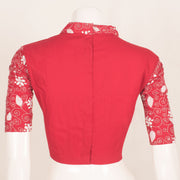 Red Kantha Embroidered Cotton Blouse 10059246