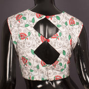 White Kantha Embroidered Sleeveless Cotton Blouse 10059247