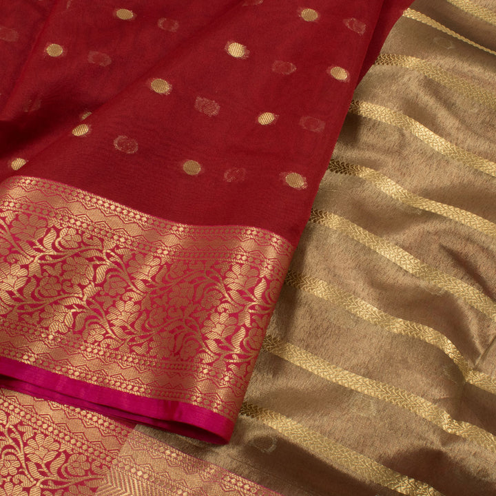 Handloom Banarasi Katrua Silk Cotton Saree 10056843