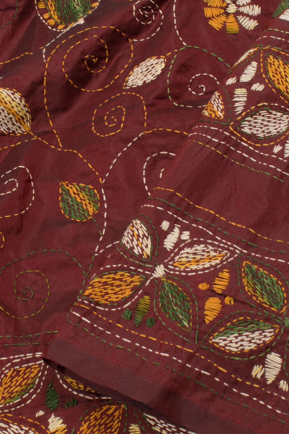 Kantha Embroidered Silk Saree 10058264