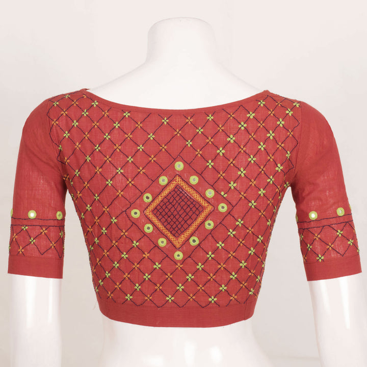 Mirror Work Embroidered Cotton Blouse 10055526