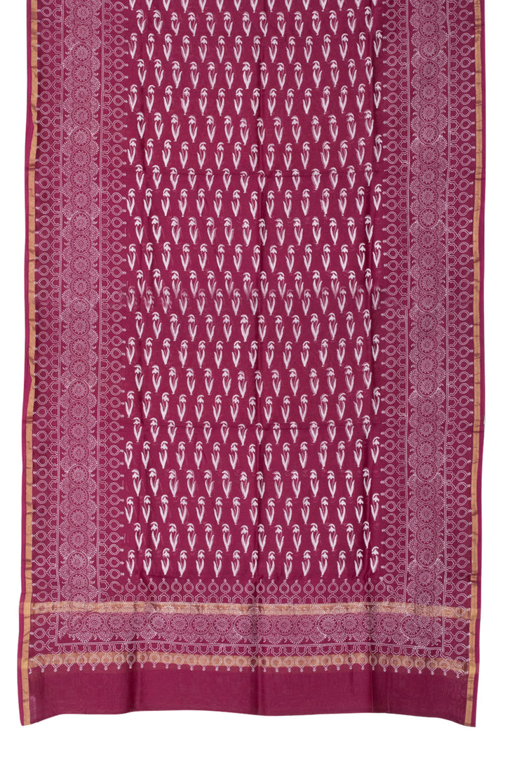 Magenta Handwoven Chanderi Silk Cotton Dupatta 10061086