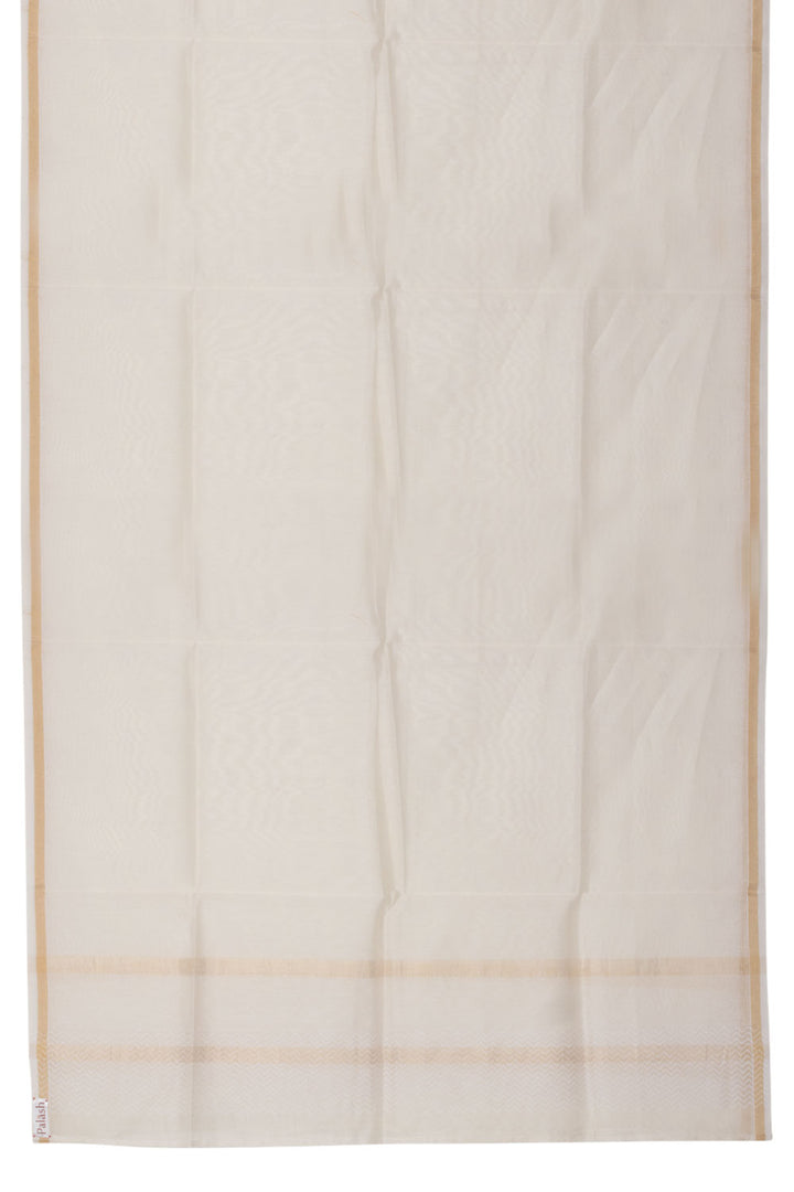 Off White Handwoven Chanderi Silk Cotton Dupatta 10061088