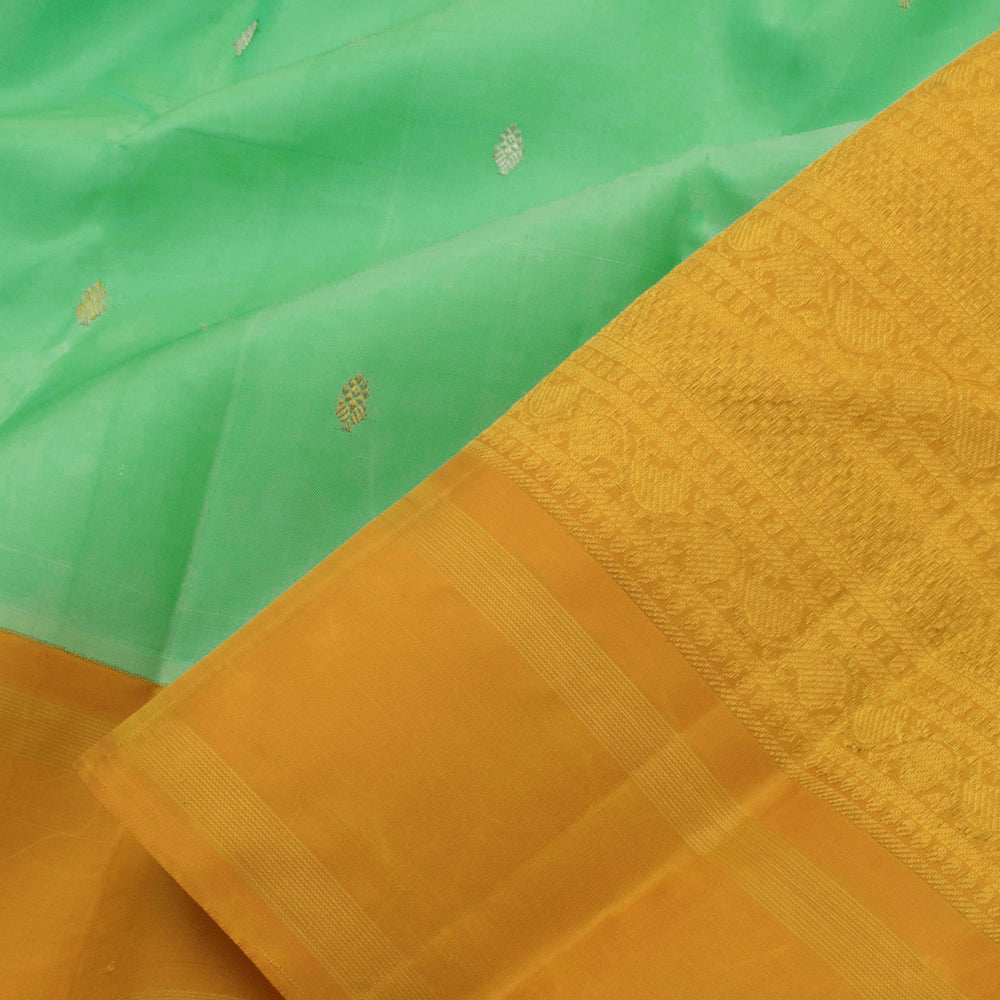 Handloom Pure Zari Korvai Kanjivaram Silk Saree with Floral motifs and Thandavalam Border
