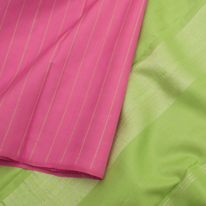 Handloom Pure Zari Borderless Kanjivaram Silk Saree with Stripes Design 