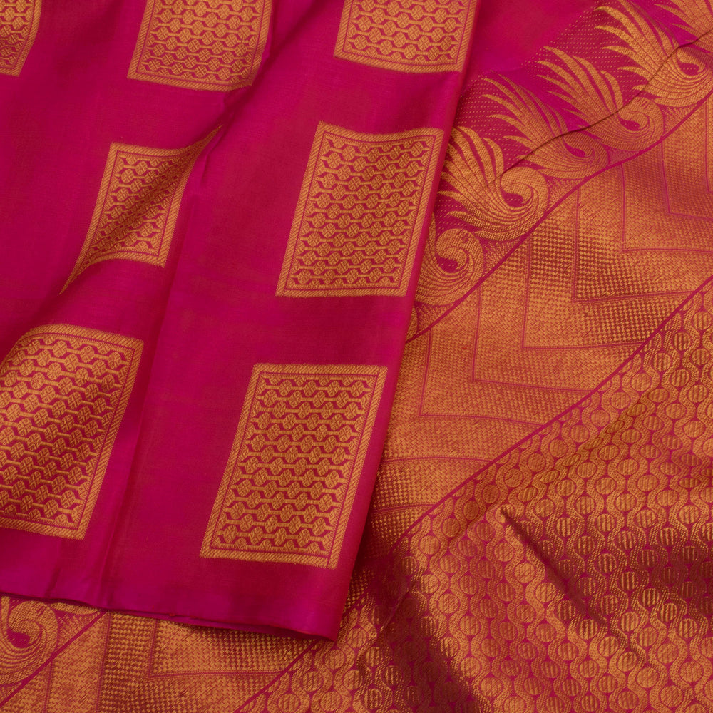Handloom Pure Zari Borderless Kanjivaram Silk Saree with Geometric Motifs