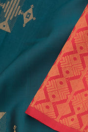 Dark Teal Pure Zari Kanjivaram Silk Saree 10058952