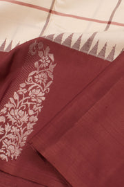 Cream Pure Zari Korvai Kanjivaram Silk Saree 10059025