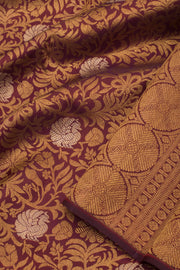 Maroon Pure Zari Borderless Bridal Jacquard Kanjivaram Silk Saree 10059220