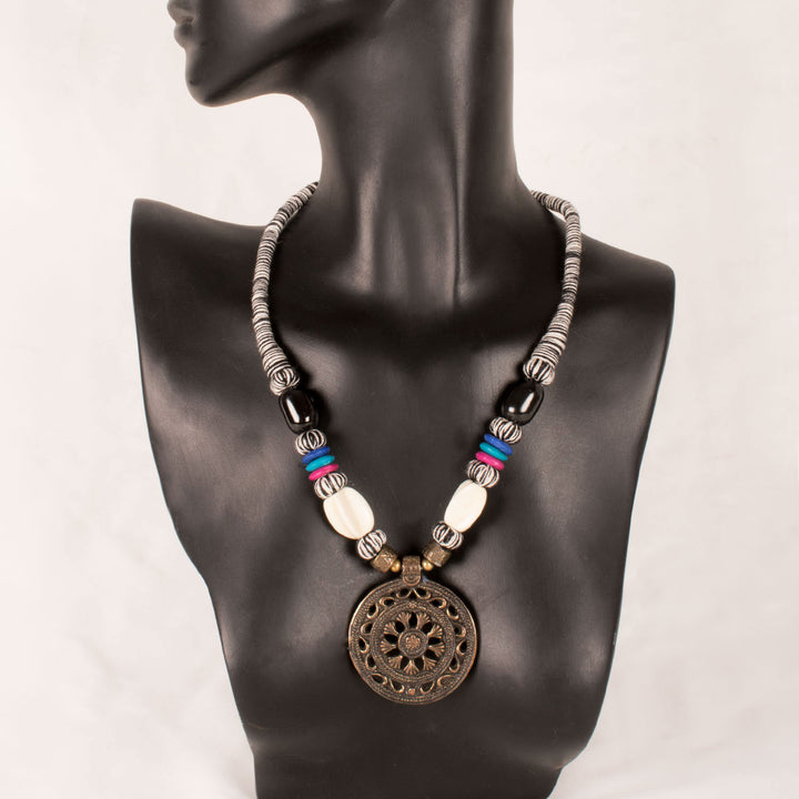 Handcrafted Necklace With Brass Pendant 10054926