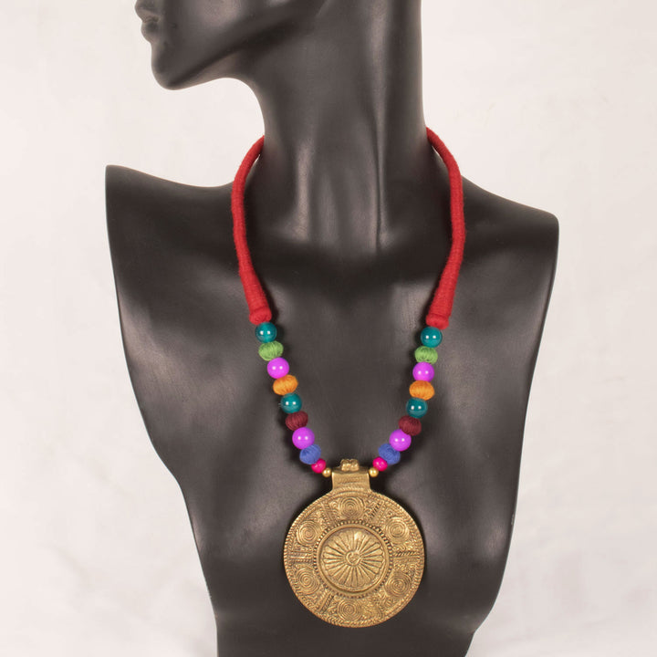 Handcrafted Necklace With Brass Pendant 10054930