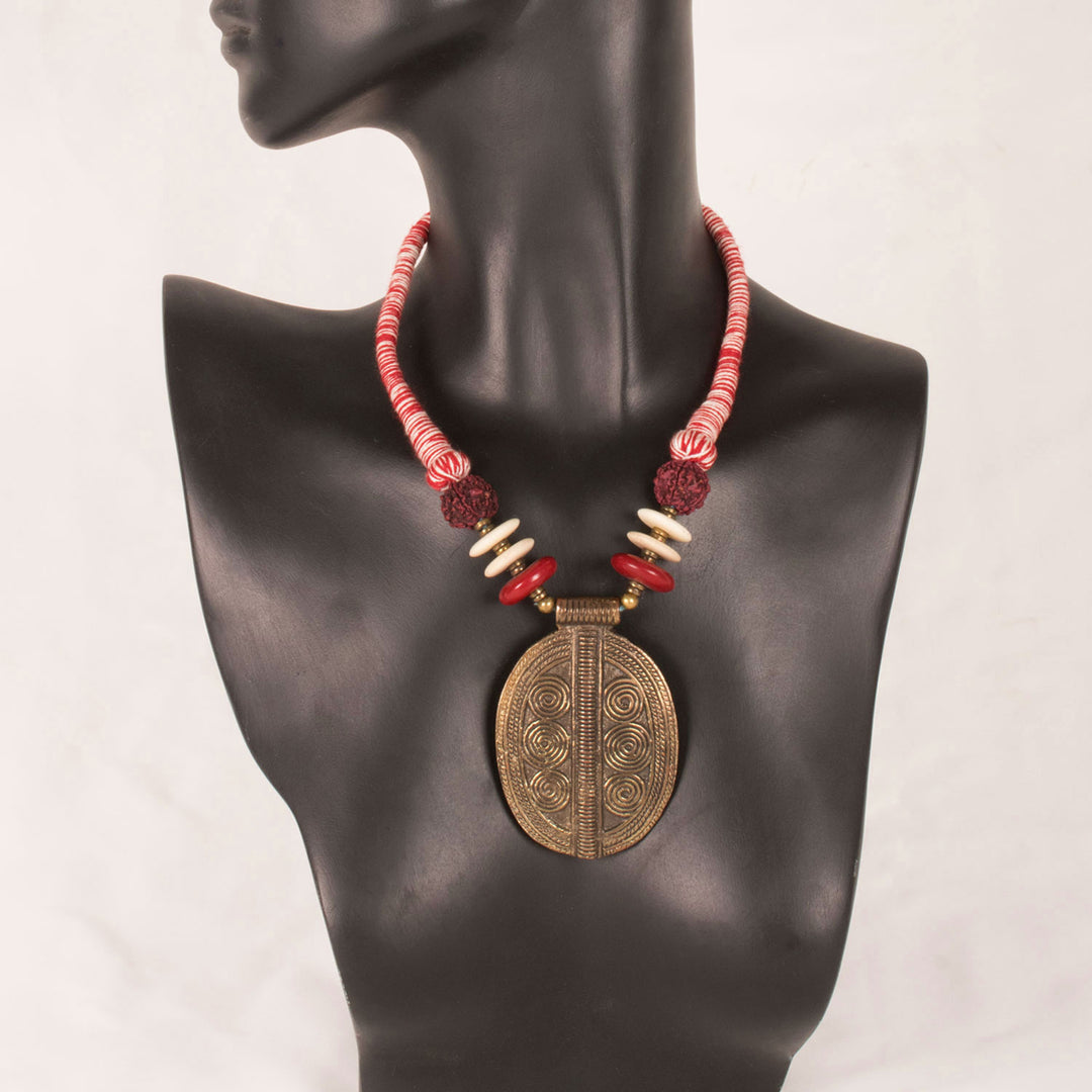 Handcrafted Necklace With Brass Pendant 10054931