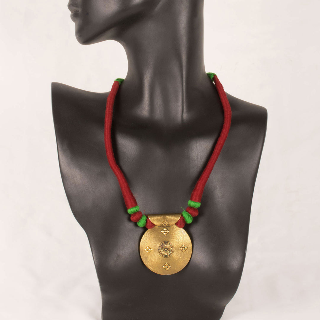 Handcrafted Necklace With Brass Pendant 10054934