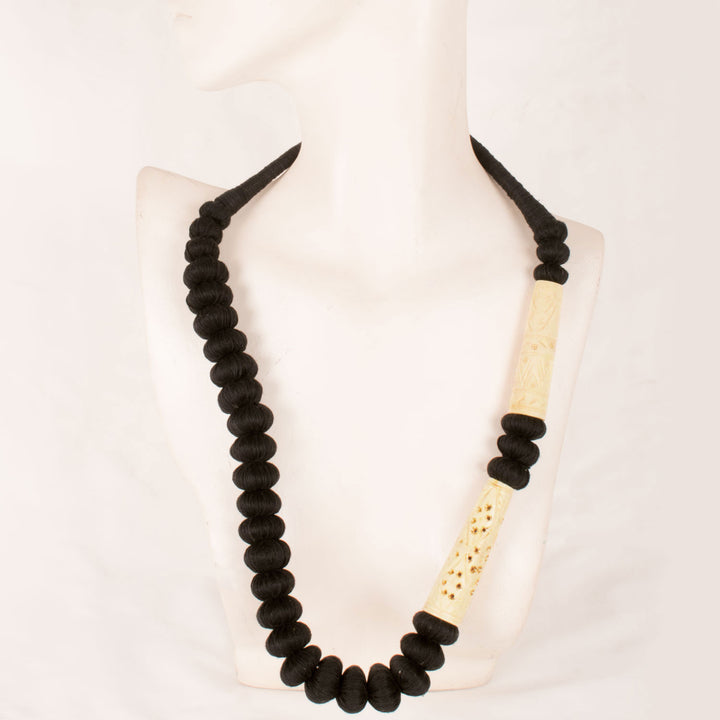 Handcrafted Necklace WIth Carved Beads 10054937