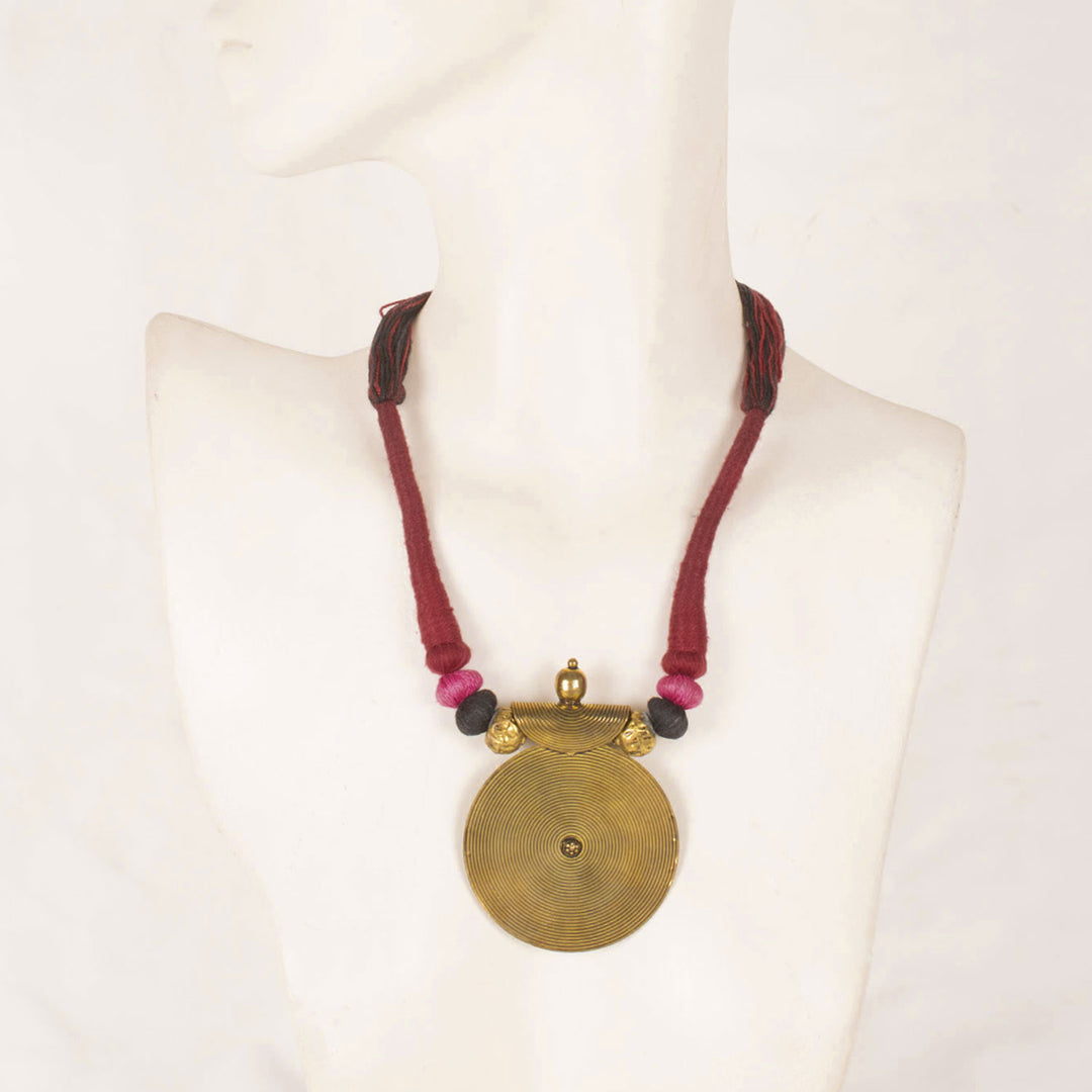 Handcrafted Necklace With Brass Pendant 10054940