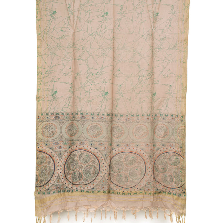 Madhubani Printed Bhagalpur Silk Salwar Suit Material 10056873