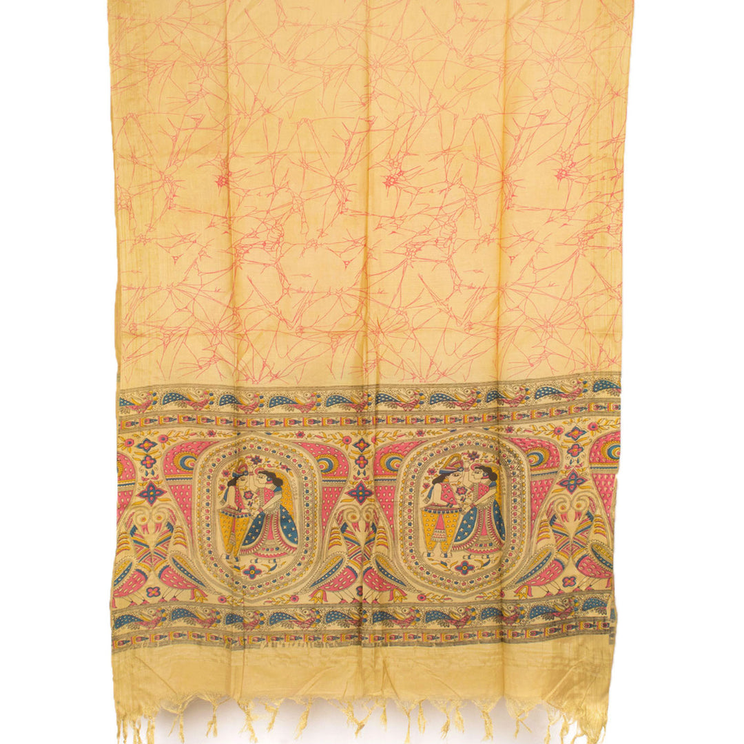 Madhubani Printed Bhagalpur Silk Salwar Suit Material 10056876