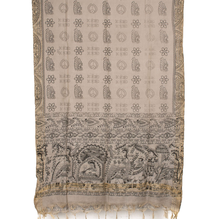 Madhubani Printed Bhagalpur Silk Salwar Suit Material 10056880