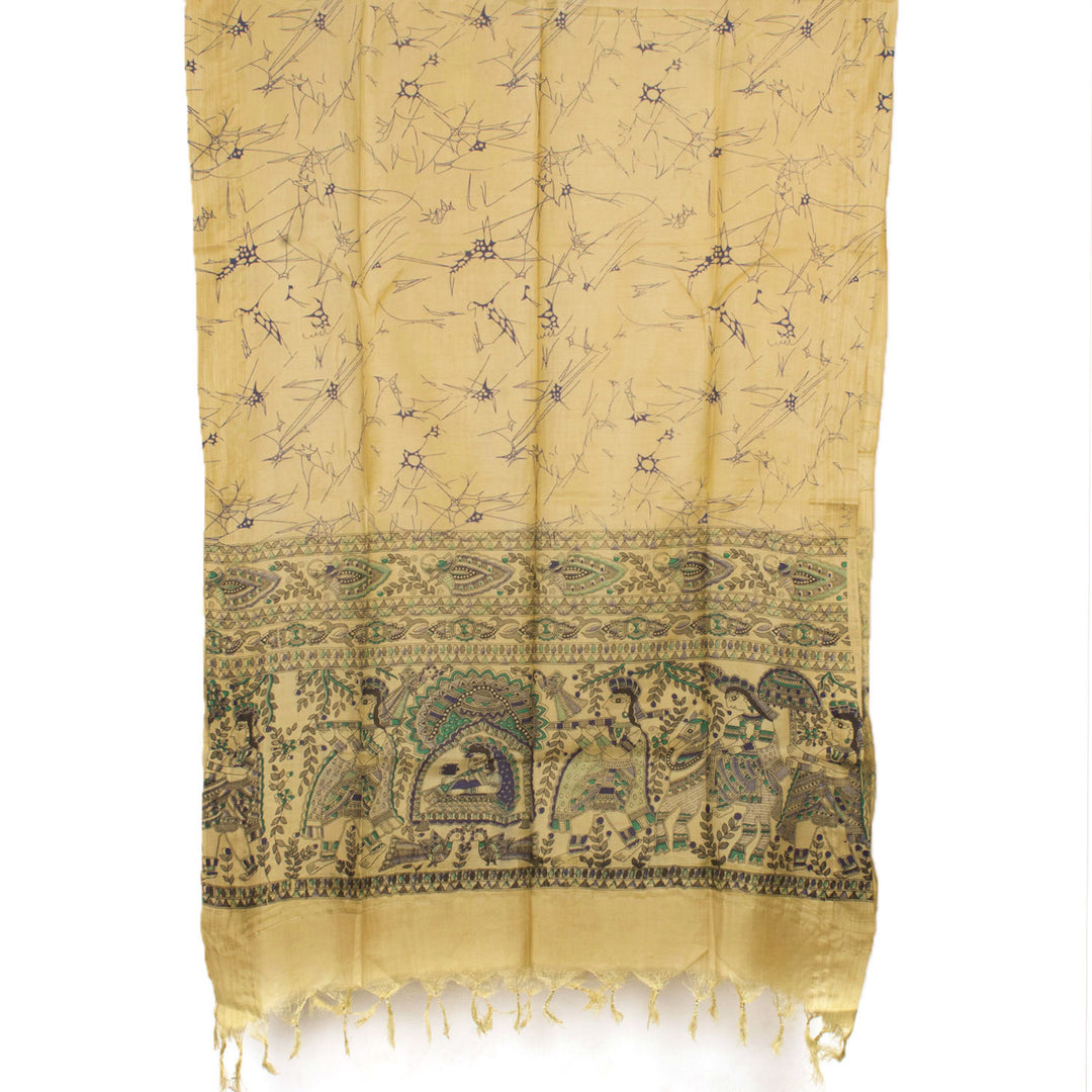 Madhubani Printed Bhagalpur Silk Salwar Suit Material 10056881