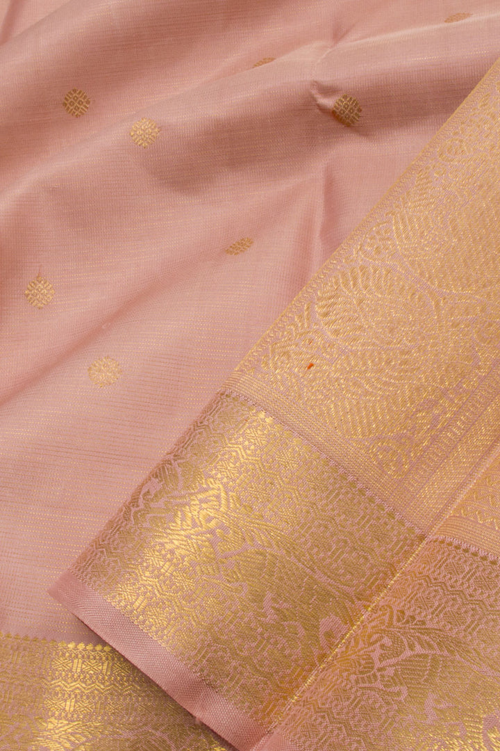 Light Peach Pure Zari Kanjivaram Silk Saree 10060888