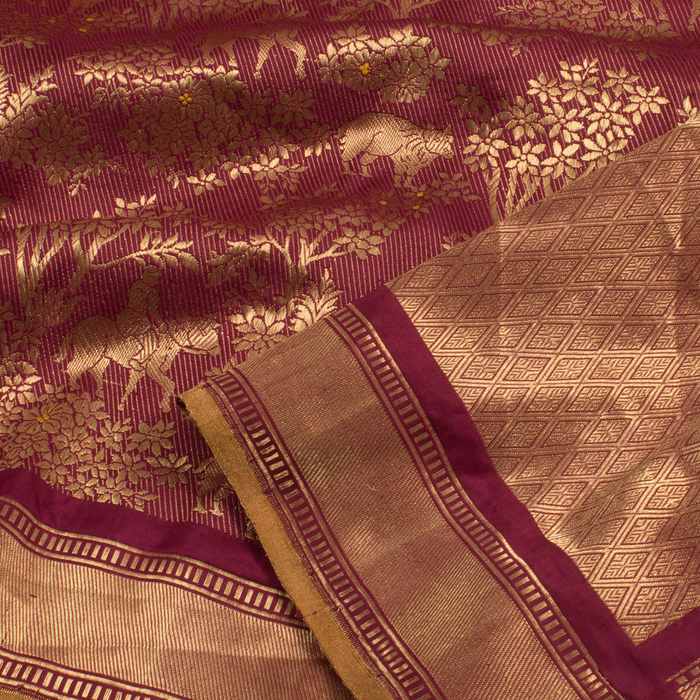 Handloom Banarasi Katan Silk Saree with Kimkhab Shikargarh Design 