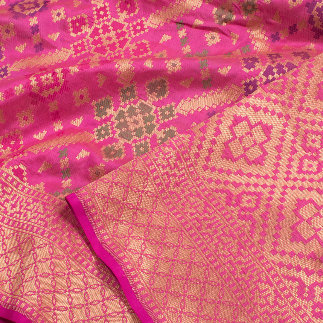 Handloom Patola Banarasi Katrua Katan Silk Saree with Meenakari Geometric Design