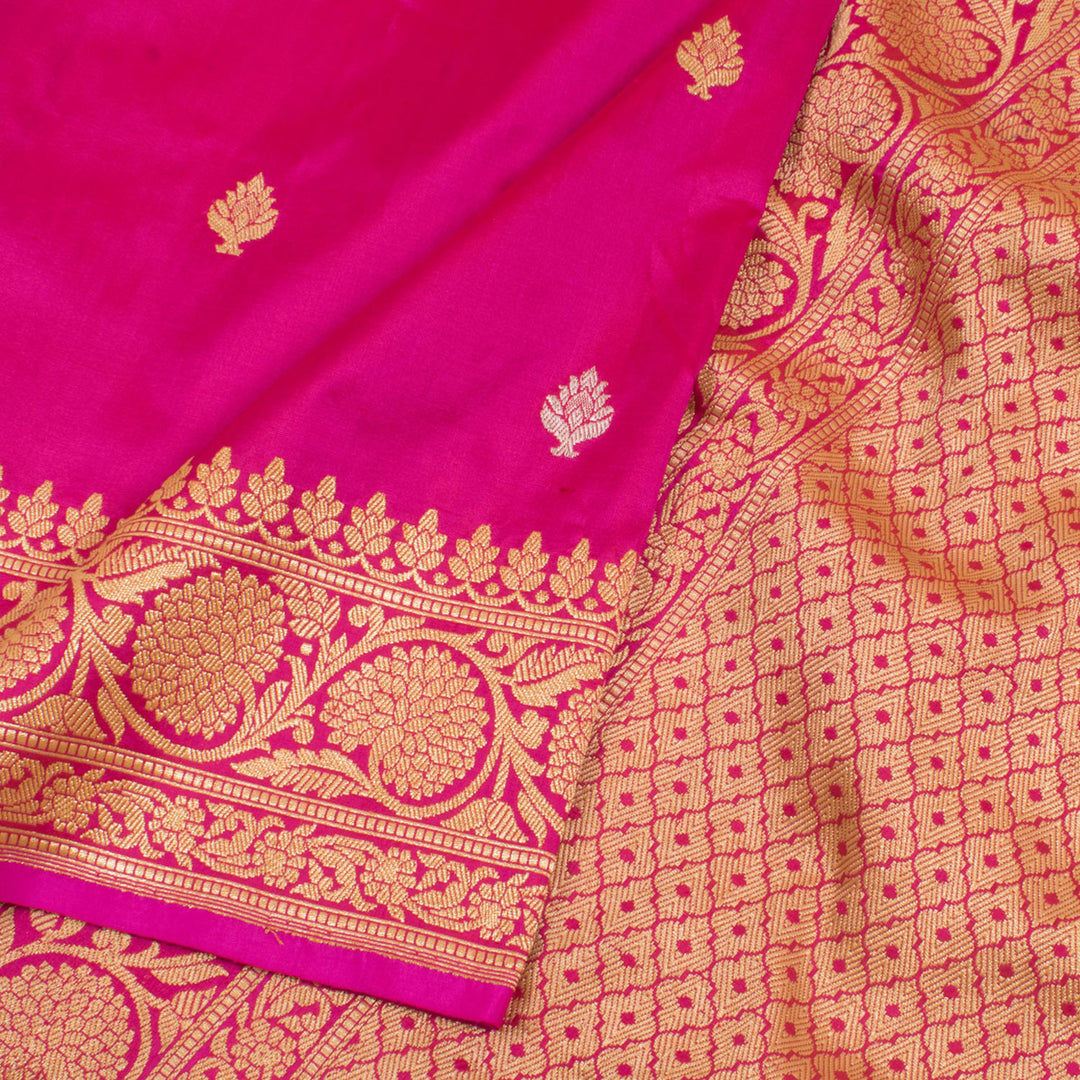 Handloom Banarasi Kadhwa Katan Silk Saree with Sona Chaandi Floral Butis and Jangla Border