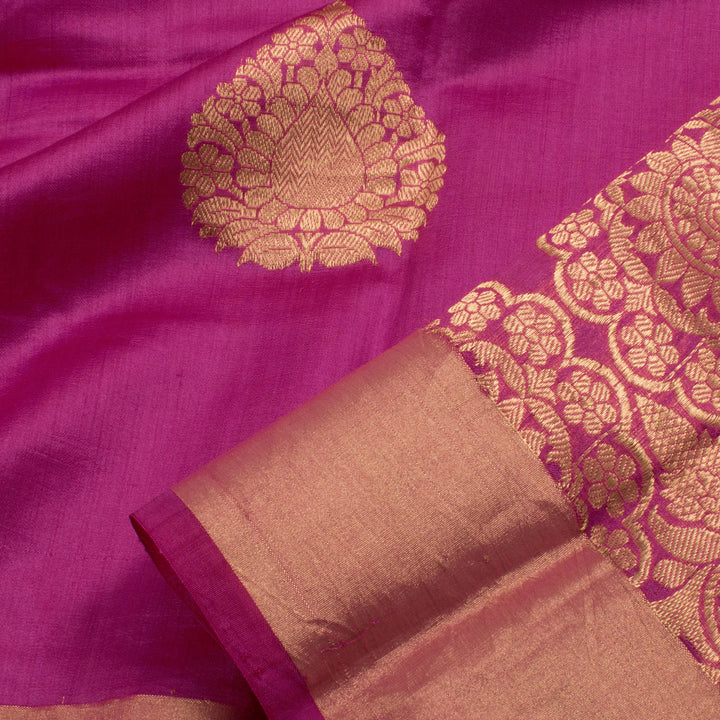 Handloom Banarasi Kadhwa Spun Silk Saree with Floral Butis