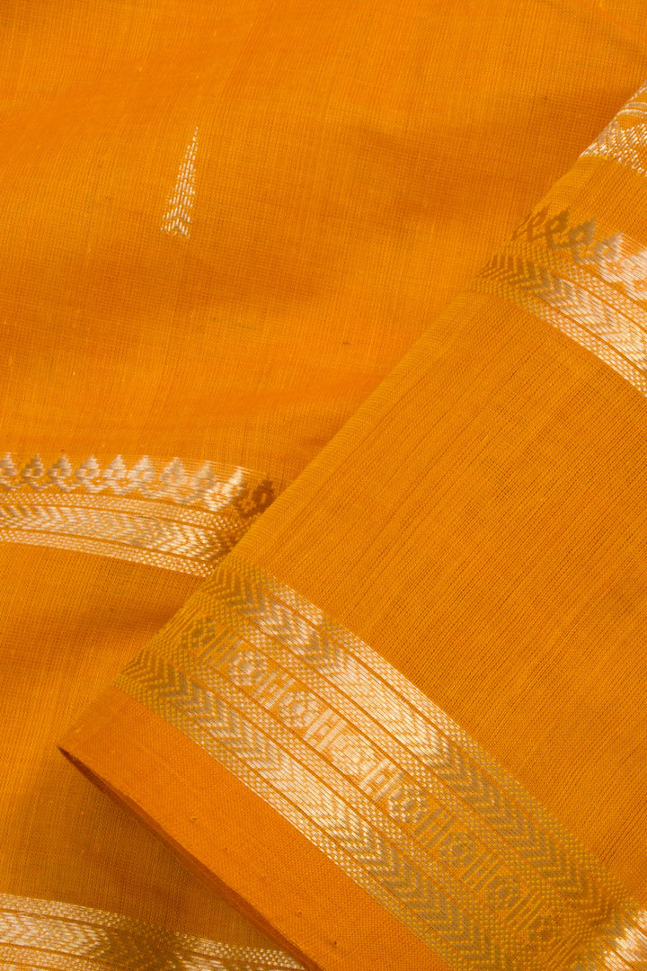Saffron Orange Handwoven Kanchi Cotton Saree 10060856