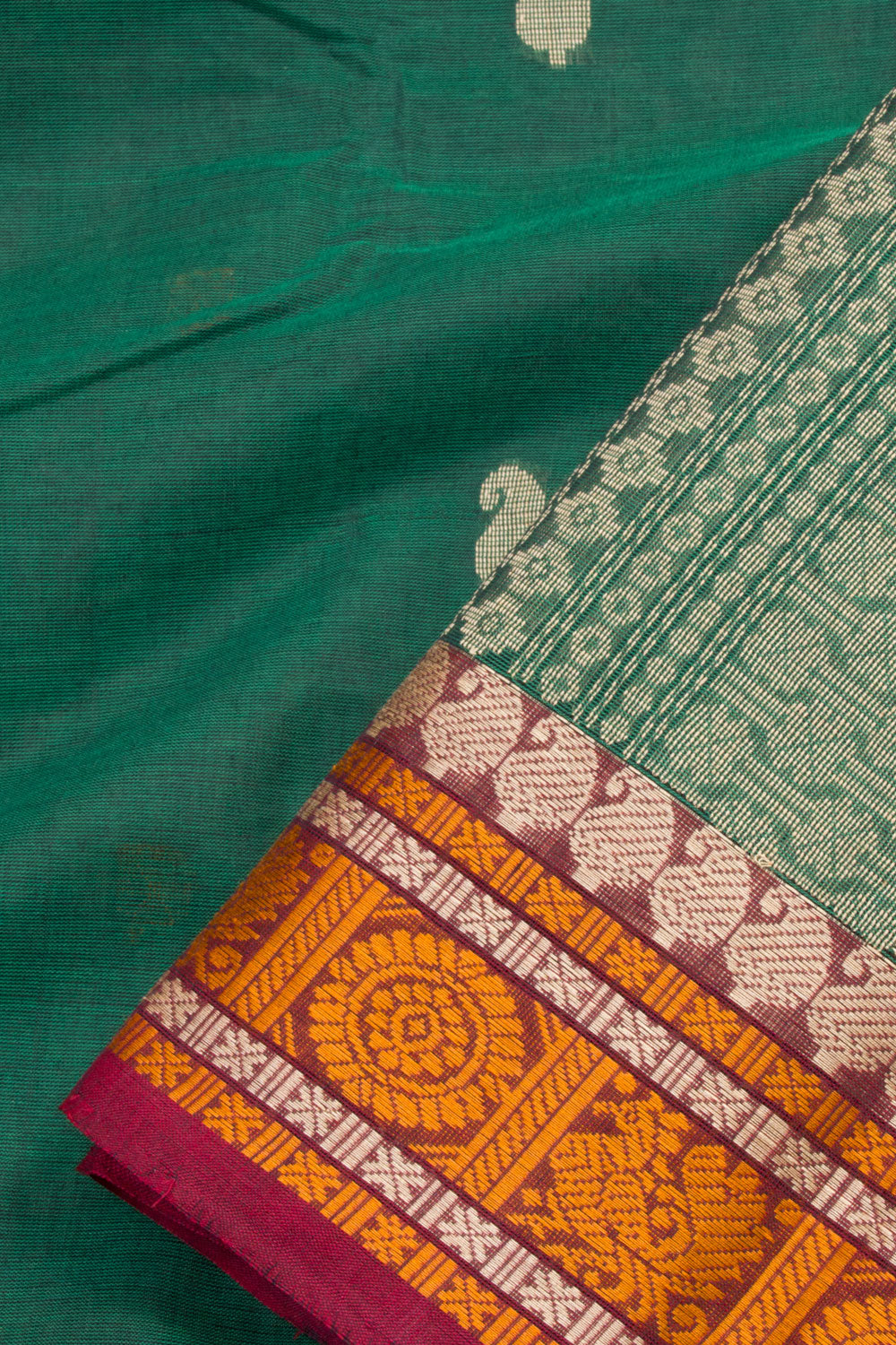 Emerald Green Handloom Kanchi Cotton Saree 10060879
