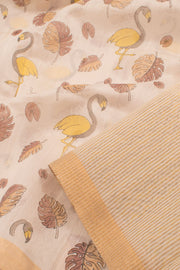 White Printed Chanderi Silk Cotton Saree 10059695