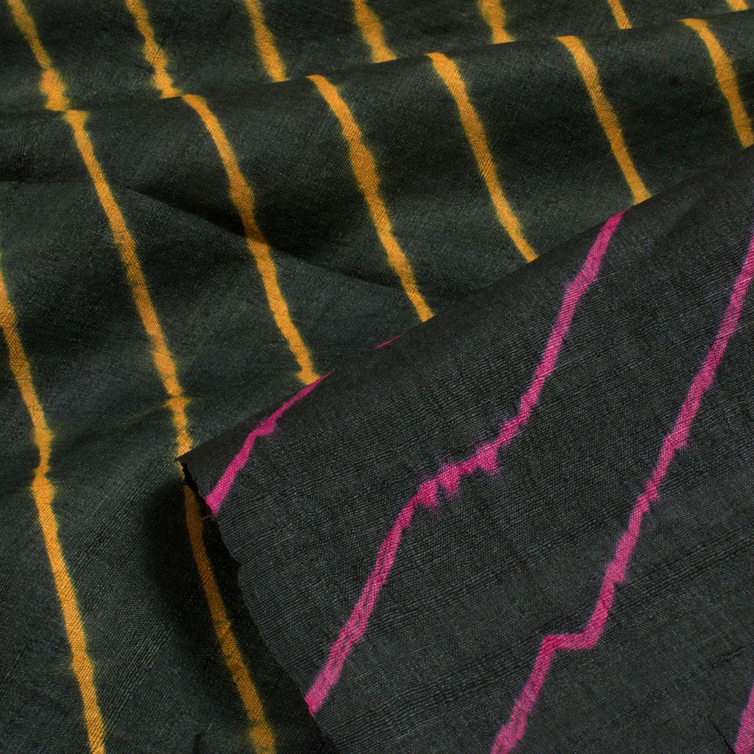 Handcrafted Lehariya Tussar Silk Saree with Diagonal Multi colour Stripes Design