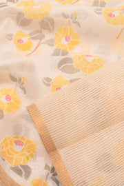 White Printed Chanderi Silk Cotton Saree 10059698