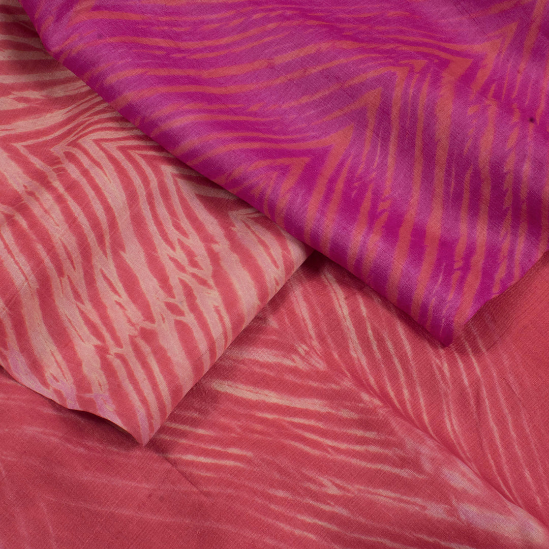 Handcrafted Shibori Ombre Dyed Tussar Silk Saree with Zigzag Design