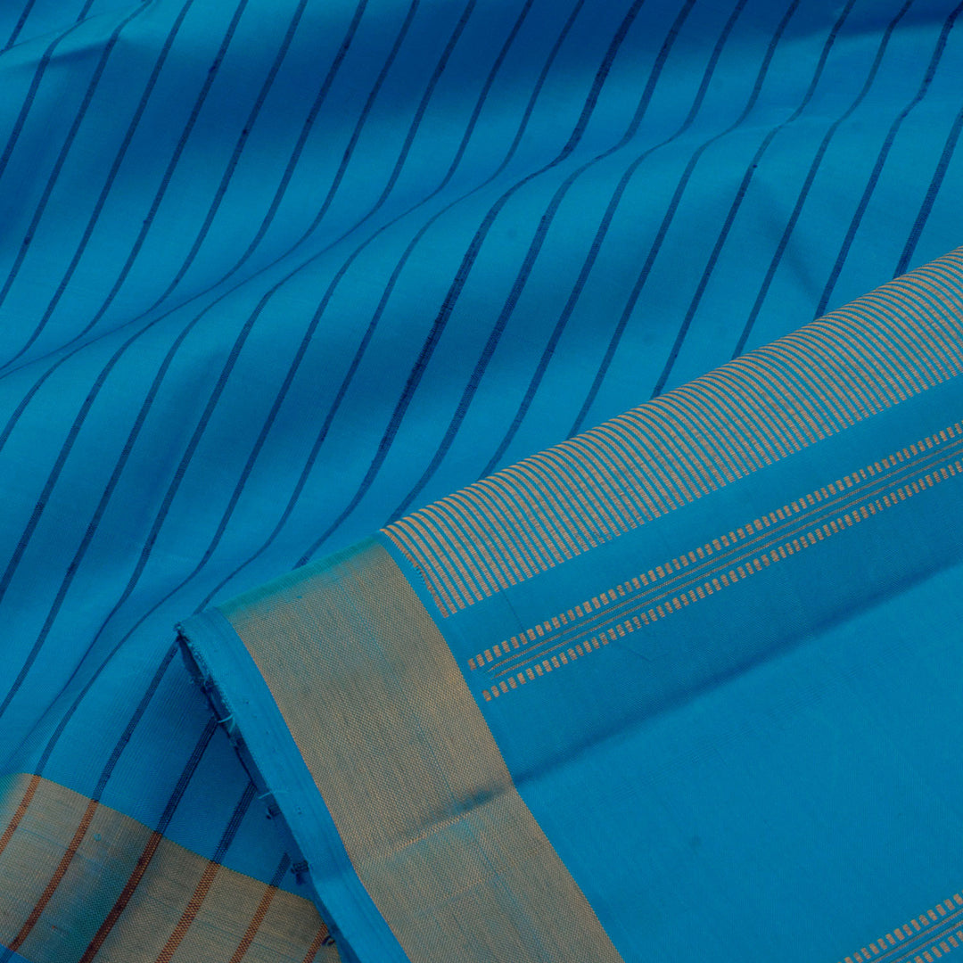 Handloom Pure Zari Kanjivaram Silk Saree with Stripes Design
