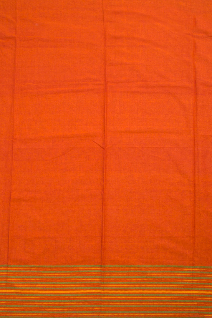 Orange Handwoven Cotton 3-Piece Salwar Suit Material 10061881