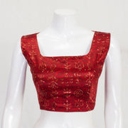 Red Ajrakh Printed Mashru Blouse 10061062