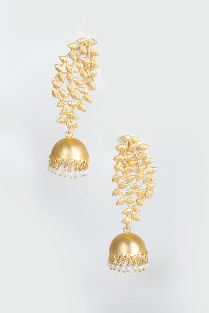 Handcrafted Gold Tone Floral Brass Earring