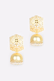 Handcrafted Gold Tone Jaali Design Brass Earring