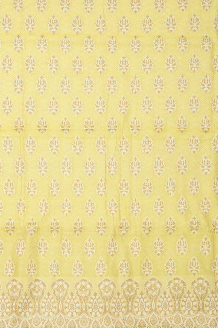 Lemon Yellow Banarasi Cotton Salwar Suit Material 10061160