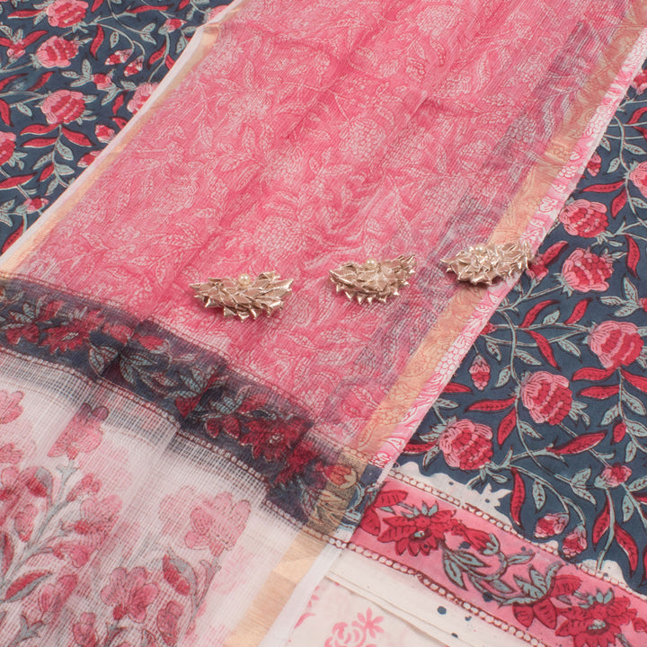 Sanganeri Hand Block Printed Cotton Salwar Suit Material 10056589