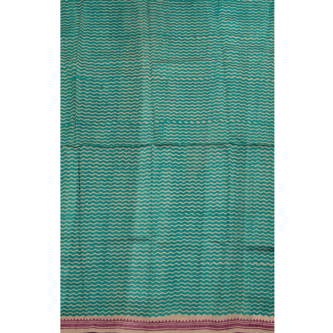 Hand Block Printed Tussar Silk Salwar Suit Material 10055930