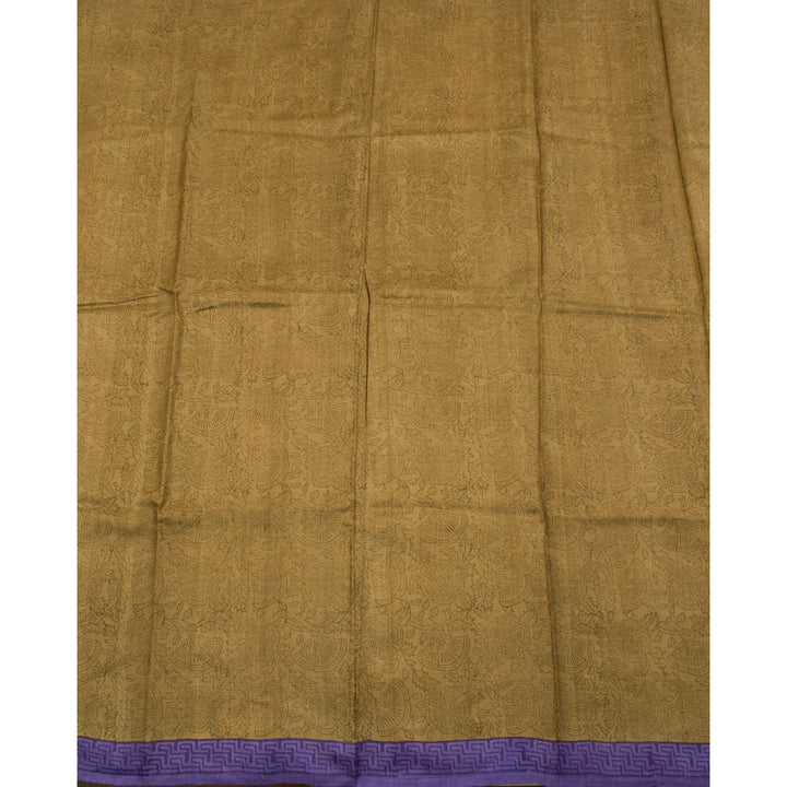 Hand Block Printed Tussar Silk Salwar Suit Material 10055940