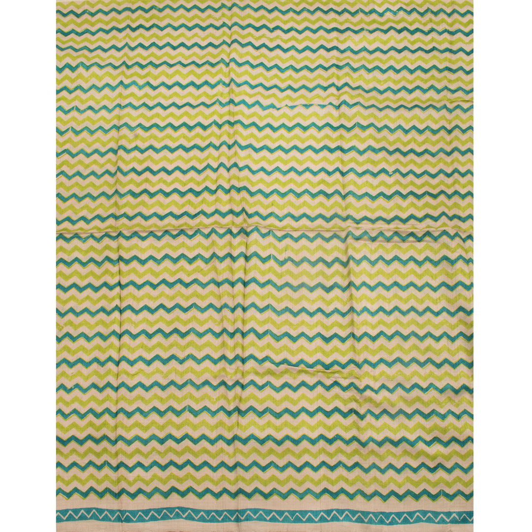 Hand Block Printed Tussar Silk Salwar Suit Material 10055943